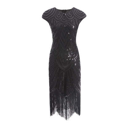 Vintage 1920s Gatsby Dress with Scoop Neck and Sequins