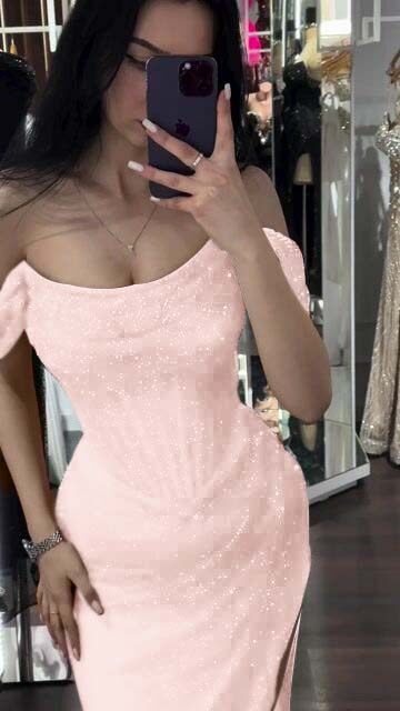 Sequins Off the Shoulder Sleeveless Long Prom Dress With Split