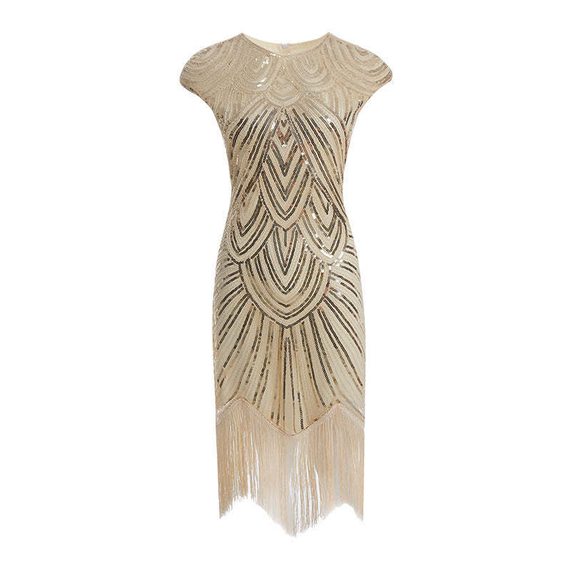 Vintage 1920s Gatsby Dress with Scoop Neck and Sequins