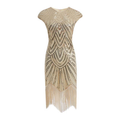 Vintage 1920s Gatsby Dress with Scoop Neck and Sequins