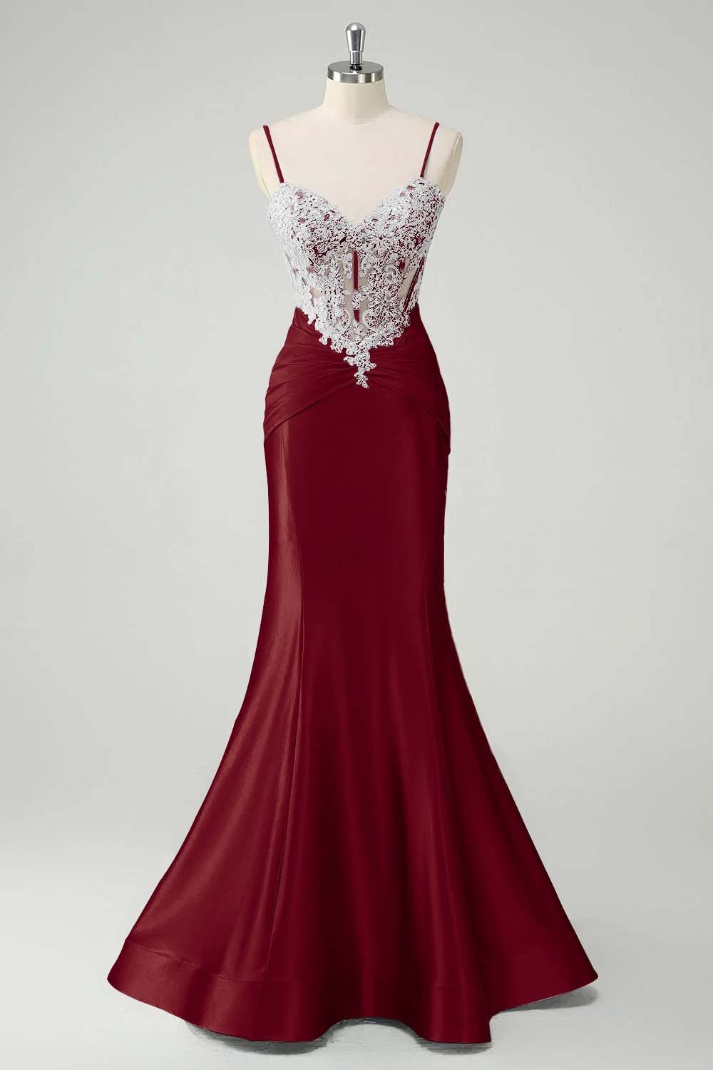 Sleeveless Spaghetti Strap Long Mermaid Prom Dress With Appliques