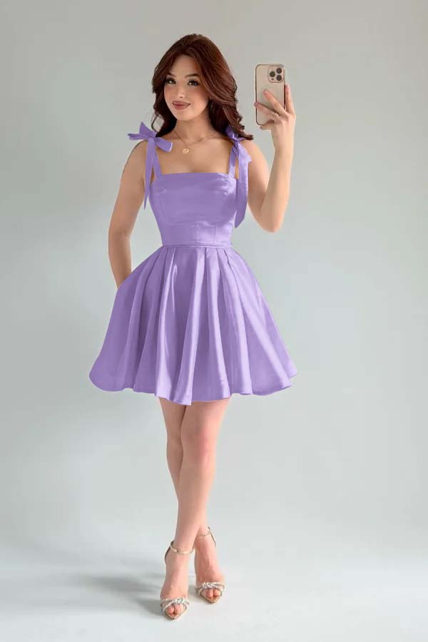 Spaghetti Strap Sleeveless Short A Line Prom Dress With Pleated