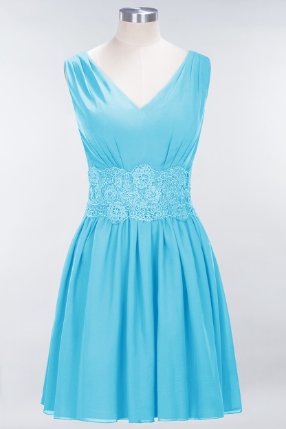 BMbridal Pretty V-Neck Short Sleeveless Lace Bridesmaid Dresses Online-BMbridal