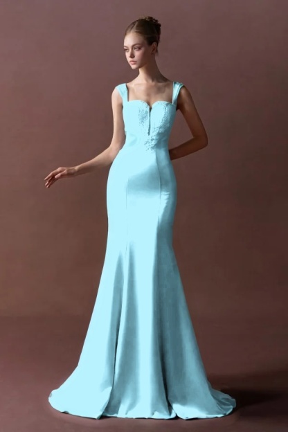 Straps Sleeveless Long Mermaid Prom Dress With Pleated Sequins