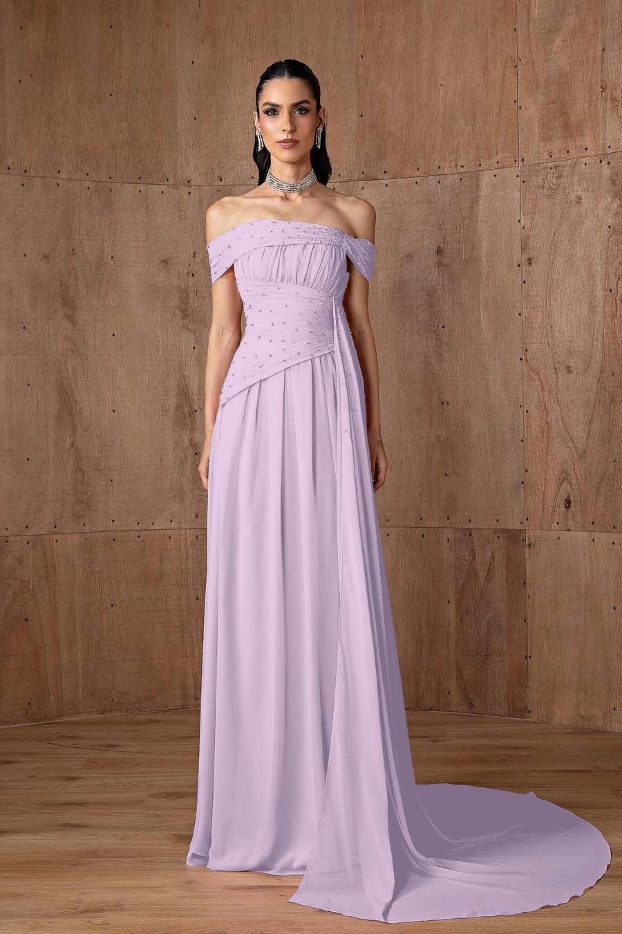 Off the Shoulder Sleeveless Strapless Ruffles Long Prom Dress With Beading