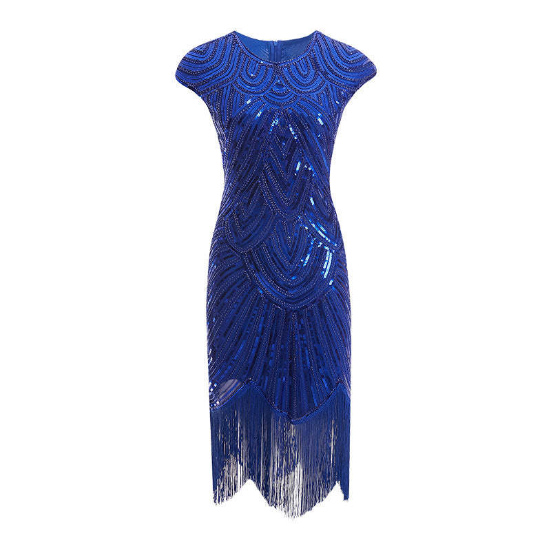 Vintage 1920s Gatsby Dress with Scoop Neck and Sequins