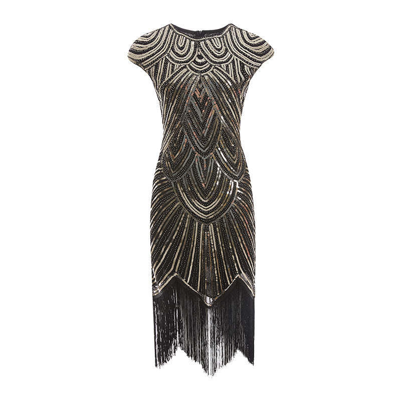 Vintage 1920s Gatsby Dress with Scoop Neck and Sequins