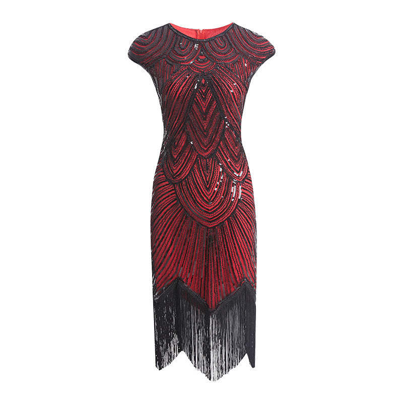 Vintage 1920s Gatsby Dress with Scoop Neck and Sequins