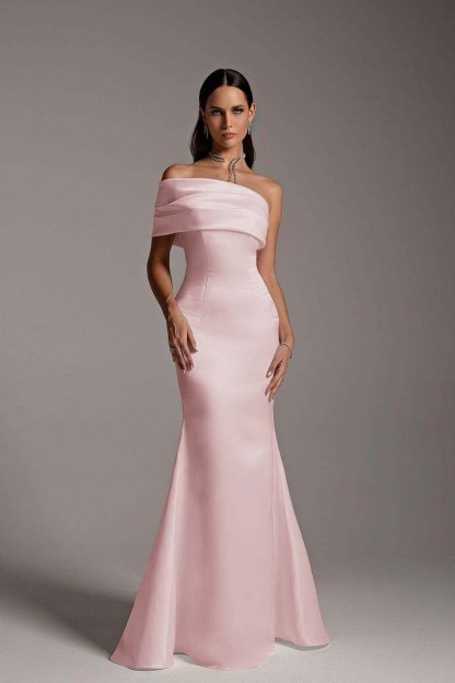 One Shoulder Sleeveless Mermaid Long Prom Dress With Ruffles