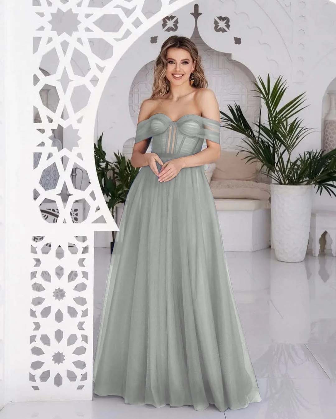 Stunning Tulle Off the Shoulder Sweetheart Strapless Royal Blue Prom Dress