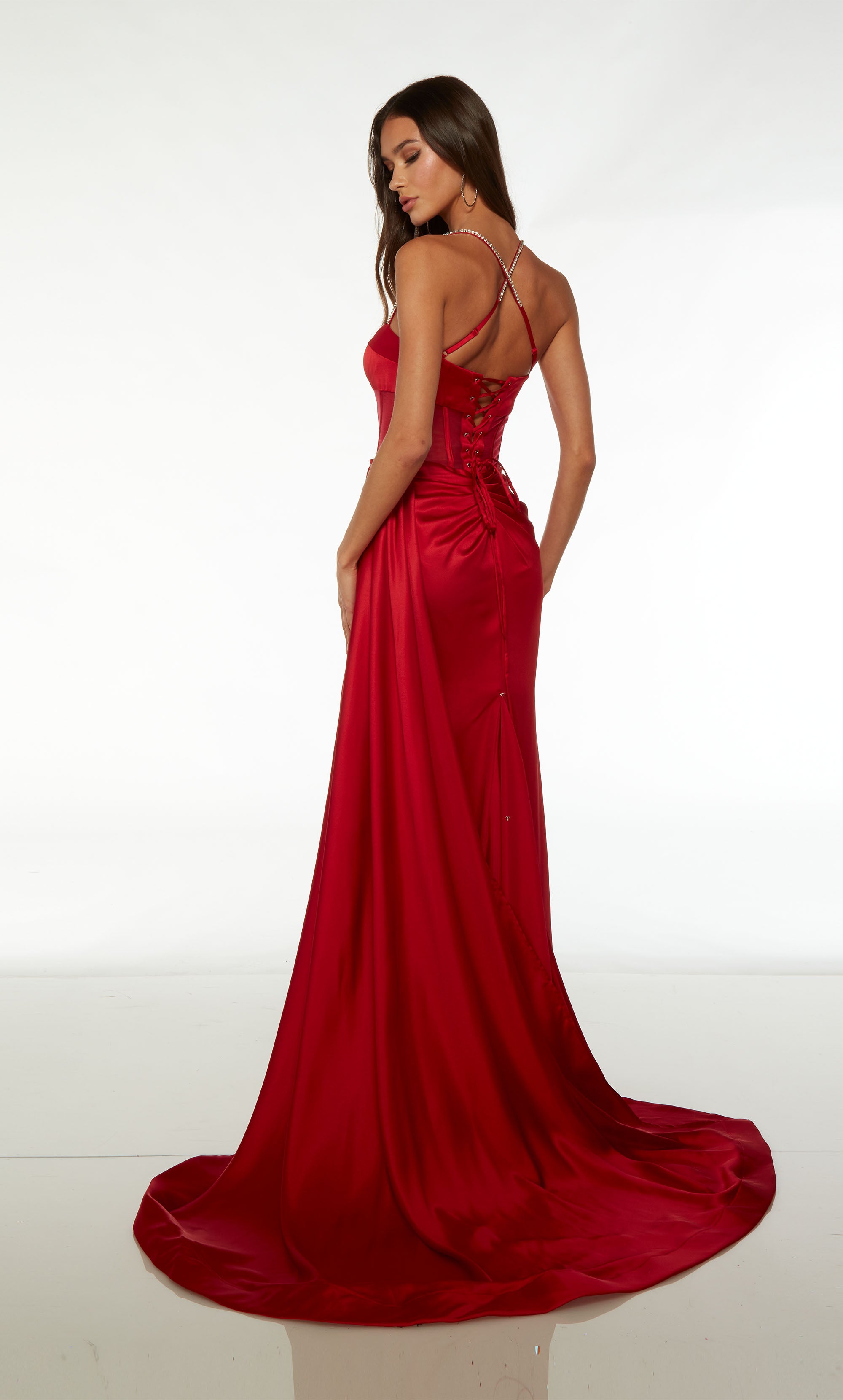 Formal Spaghetti Strap Prom Dress Open Back Long Straight With High Slit