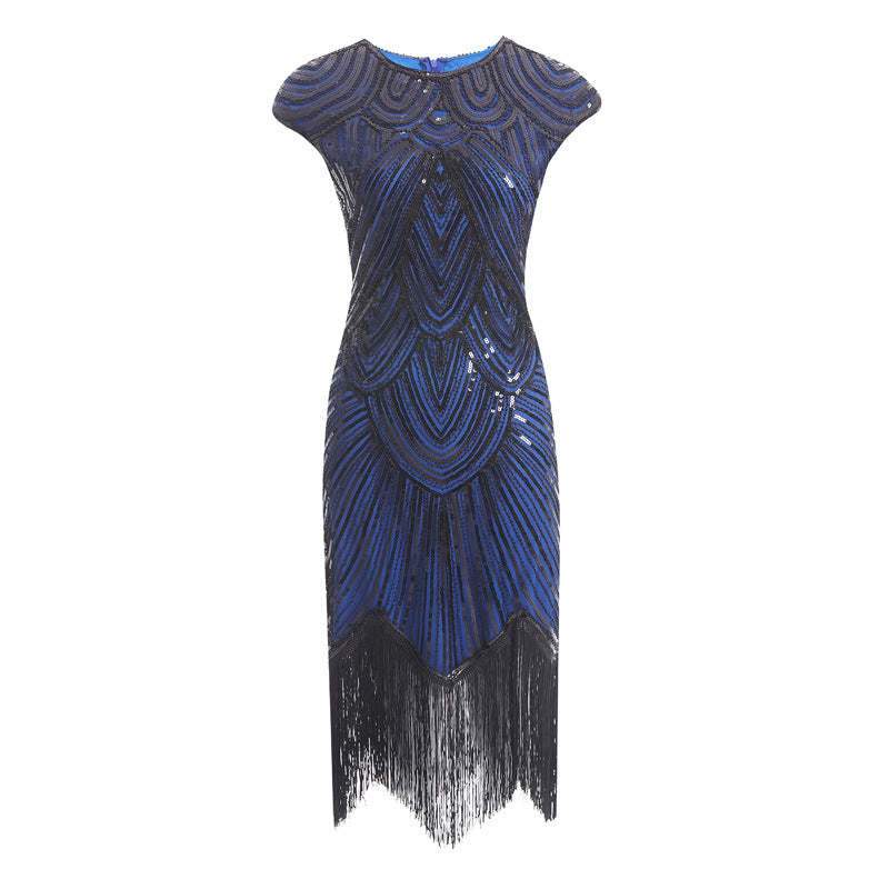 Vintage 1920s Gatsby Dress with Scoop Neck and Sequins