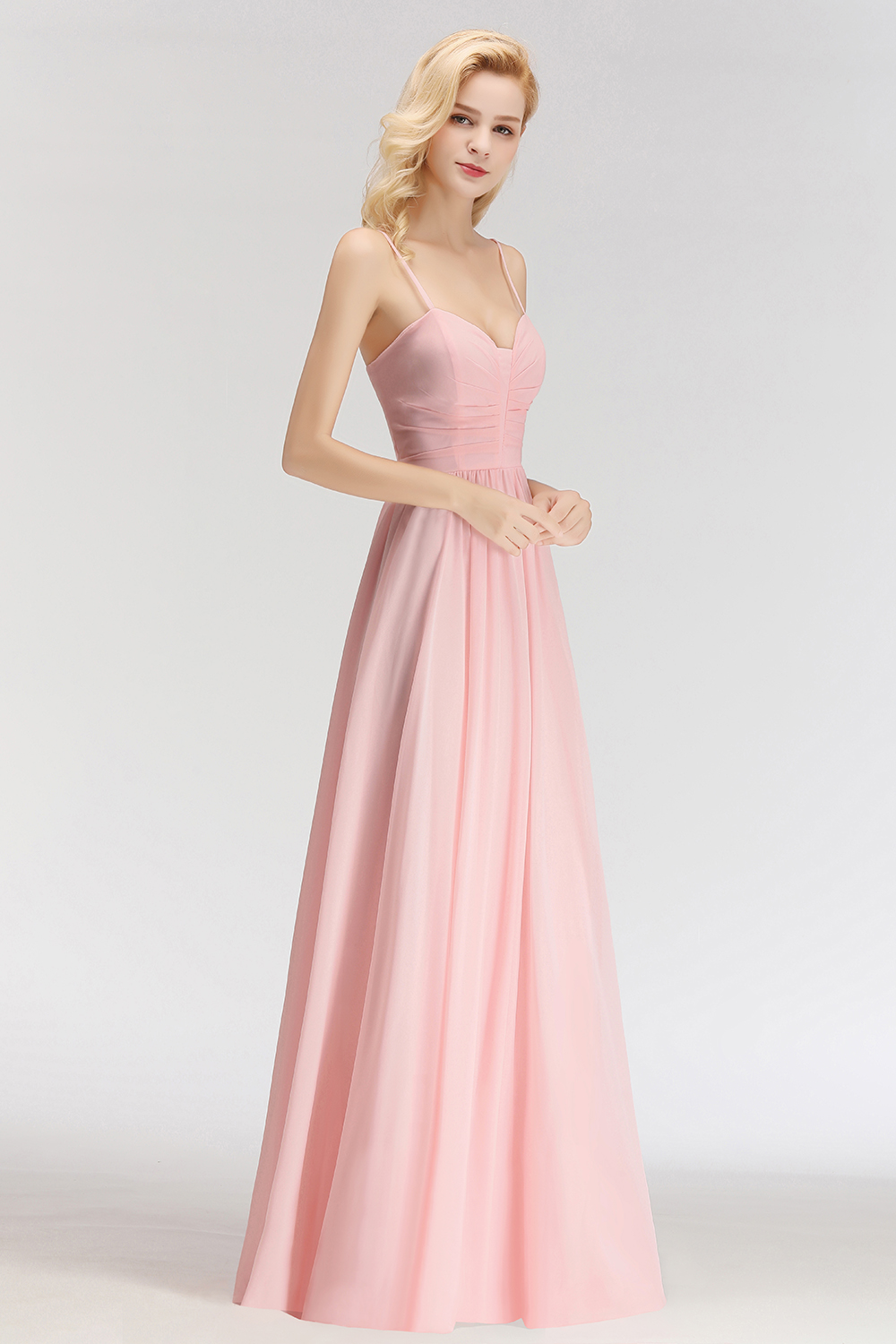 BMbridal Chiffon Spaghetti-Straps Sleeveless Affordable Bridesmaid Dress Online-BMbridal