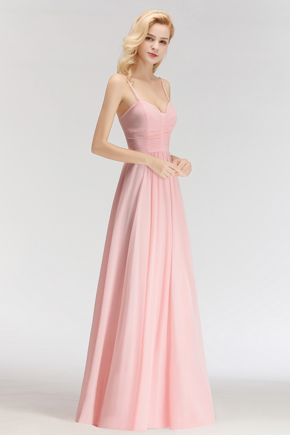 BMbridal Chiffon Spaghetti-Straps Sleeveless Affordable Bridesmaid Dress Online-BMbridal