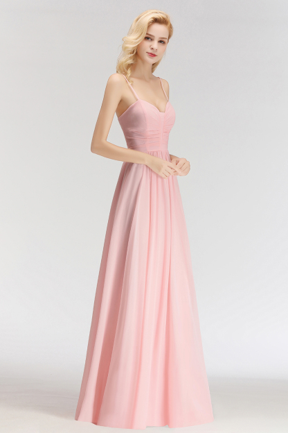 BMbridal Chiffon Spaghetti-Straps Sleeveless Affordable Bridesmaid Dress Online-BMbridal