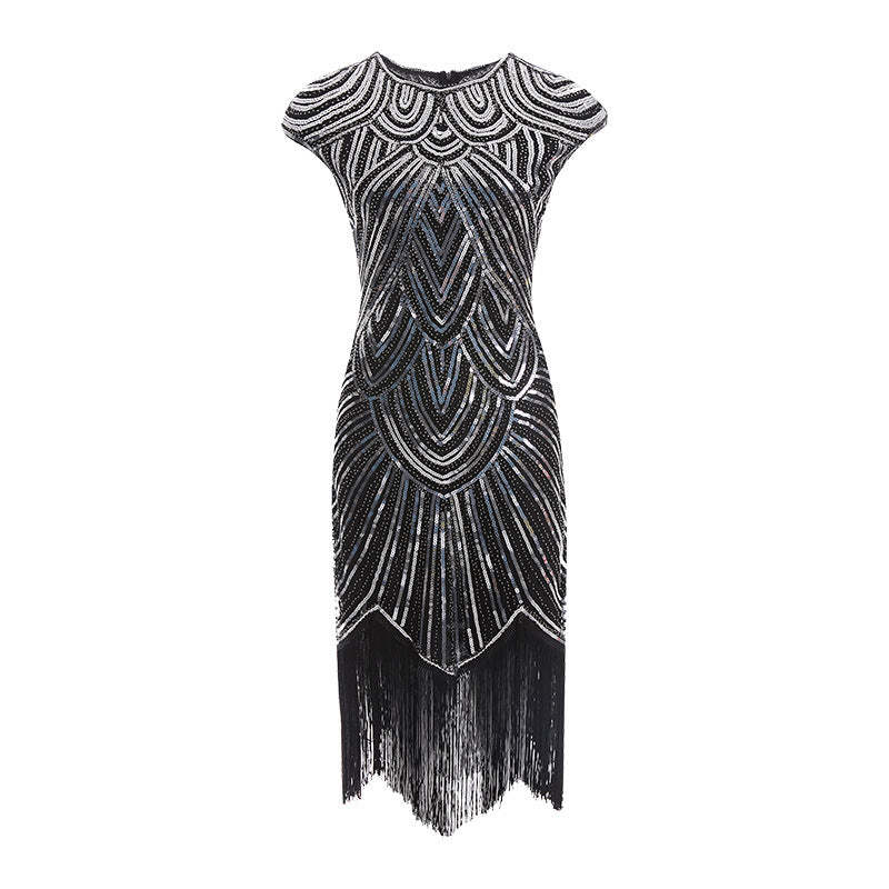 Vintage 1920s Gatsby Dress with Scoop Neck and Sequins