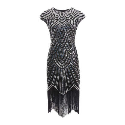 Vintage 1920s Gatsby Dress with Scoop Neck and Sequins