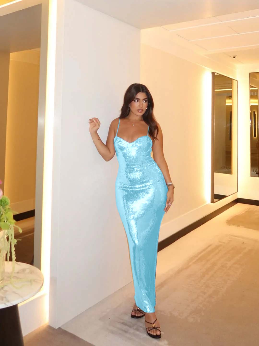 Spaghetti Strap Sleeveless Long Mermaid Prom Dress With Pleated