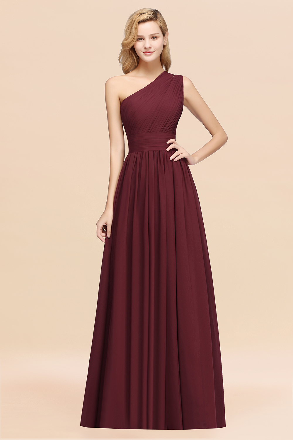 BMbridal Stylish One-shoulder Sleeveless Long Junior Bridesmaid Dresses Affordable-BMbridal