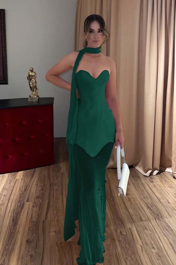 Strapless Sweetheart Sleeveless Long Mermaid Prom Dress With Beading