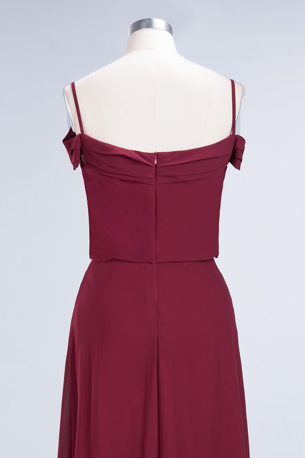 BMbridal Elegant Off-the-Shoulder Burgundy Bridesmaid Dress Online Spaghetti-Straps Affordable Maid of Honor Dress-BMbridal