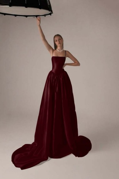 Spaghetti Strap Sleeveless A Line Long Prom Dress With Pleated