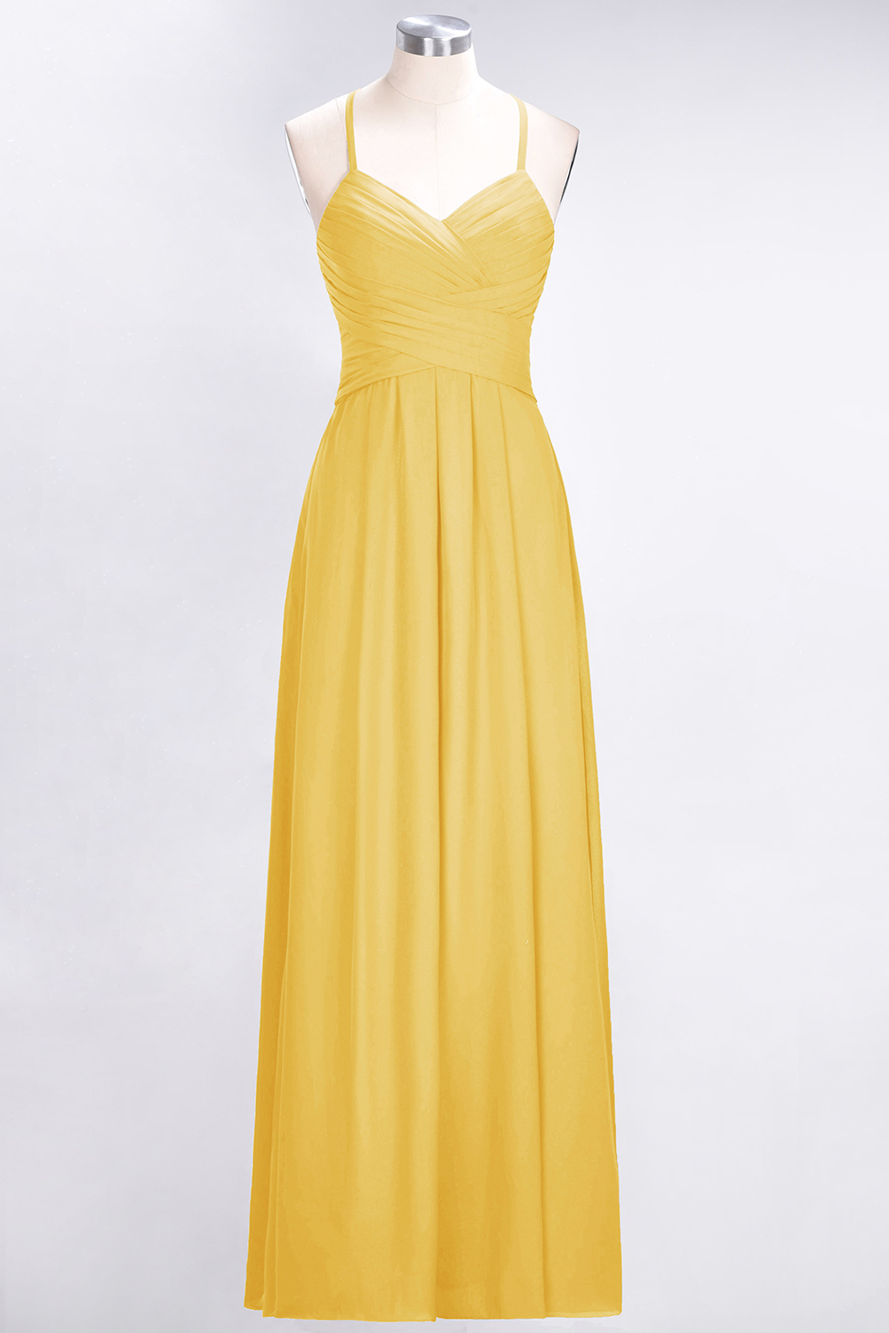 BMbridal Affordable Spaghetti Straps V-Neck Burgundy Chiffon Bridesmaid Dress with Keyhole Back-BMbridal