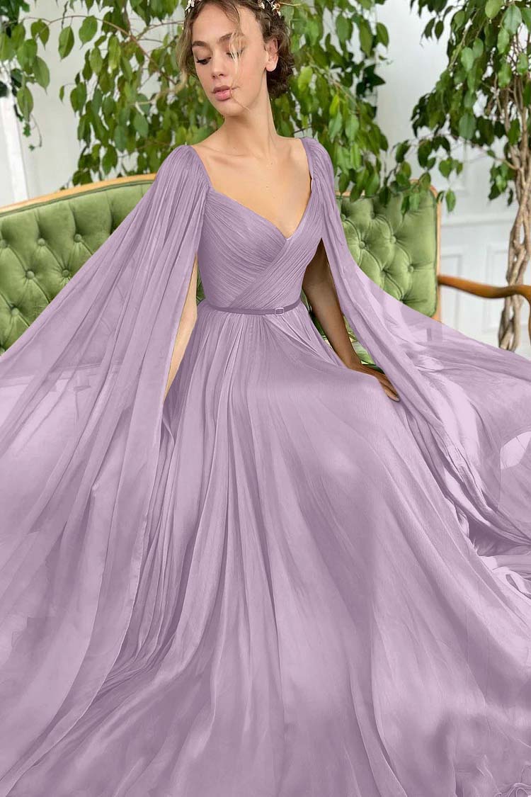 Elegant Green Long Sleeves Formal Belt Prom Dress Tulle With Split