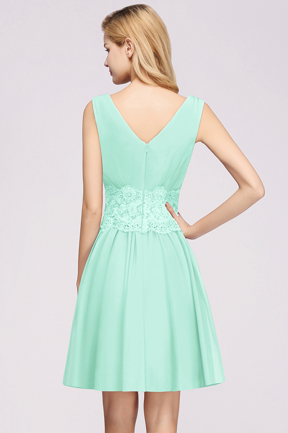 BMbridal Pretty V-Neck Short Sleeveless Lace Bridesmaid Dresses Online-BMbridal