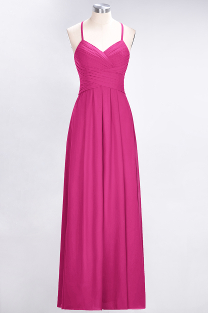 BMbridal Affordable Spaghetti Straps V-Neck Burgundy Chiffon Bridesmaid Dress with Keyhole Back-BMbridal