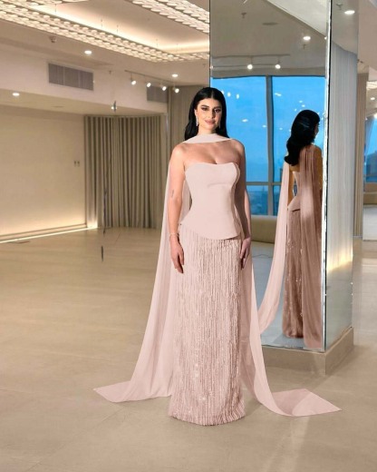 Charming Strapless Sleeveless Long Prom Dress With Beading Pleated