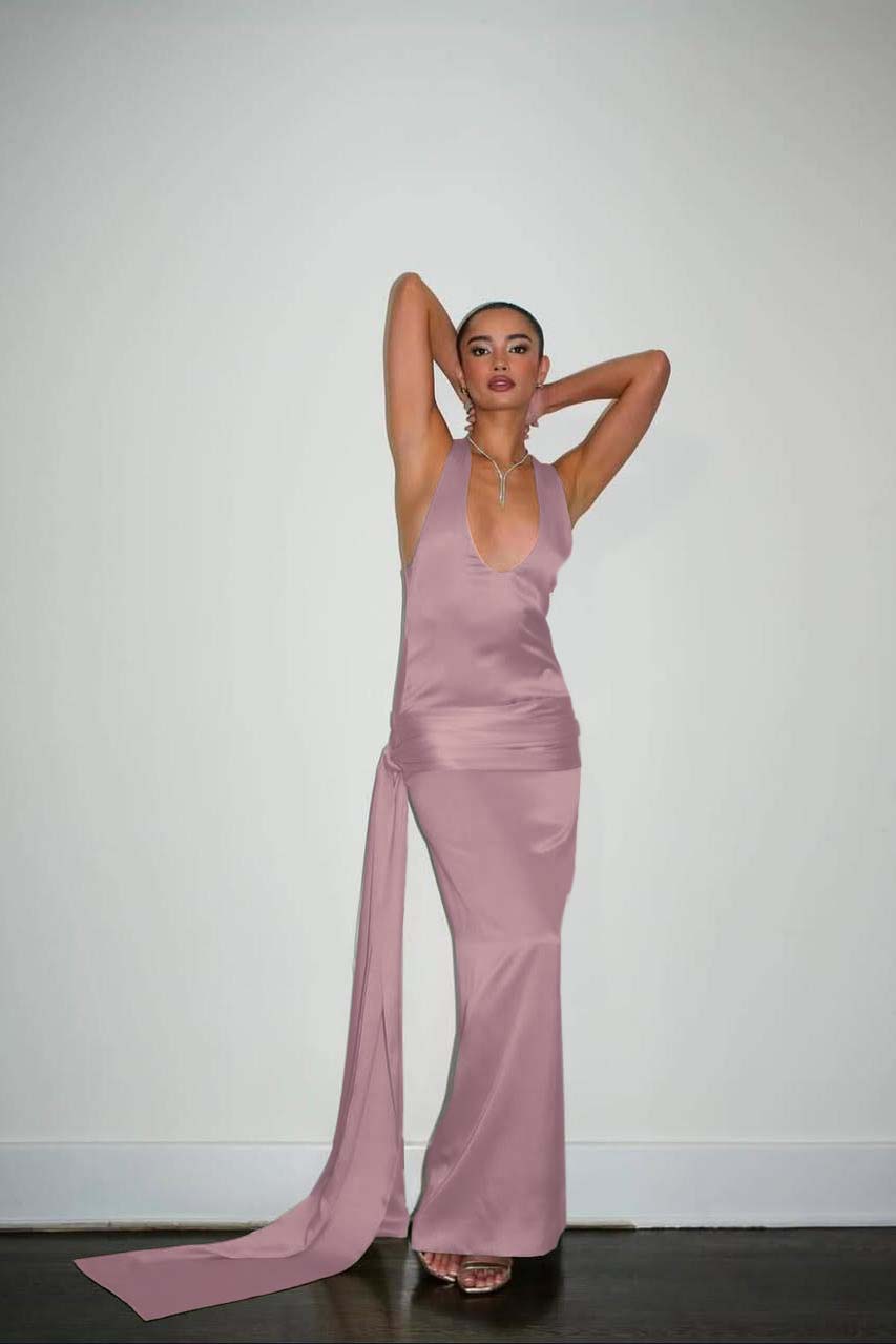 Straps Sleeveless Long Mermaid Prom Dress With Pleated Ruffles