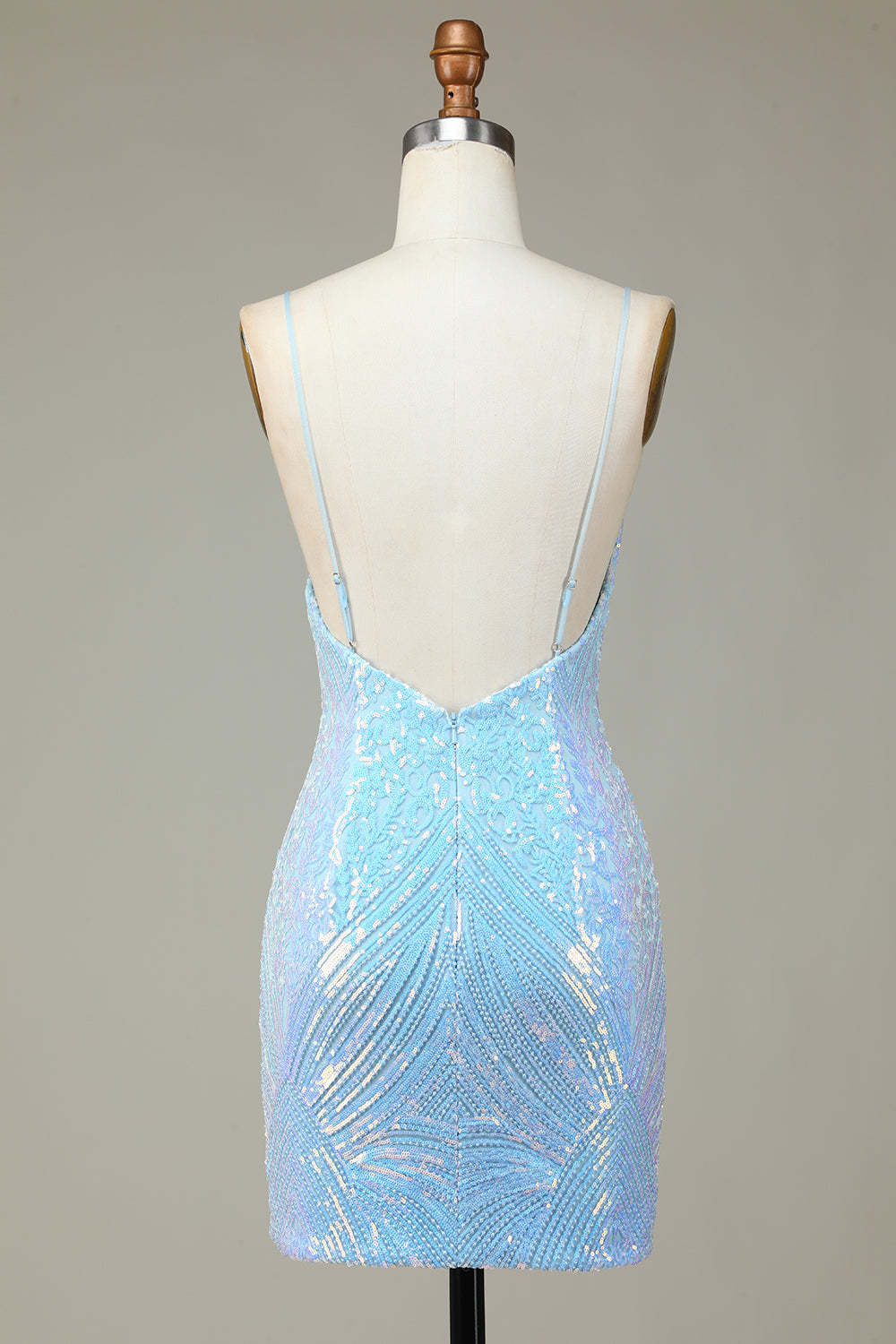 Glitter Blue Sequins Tight Short Homecoming Dress