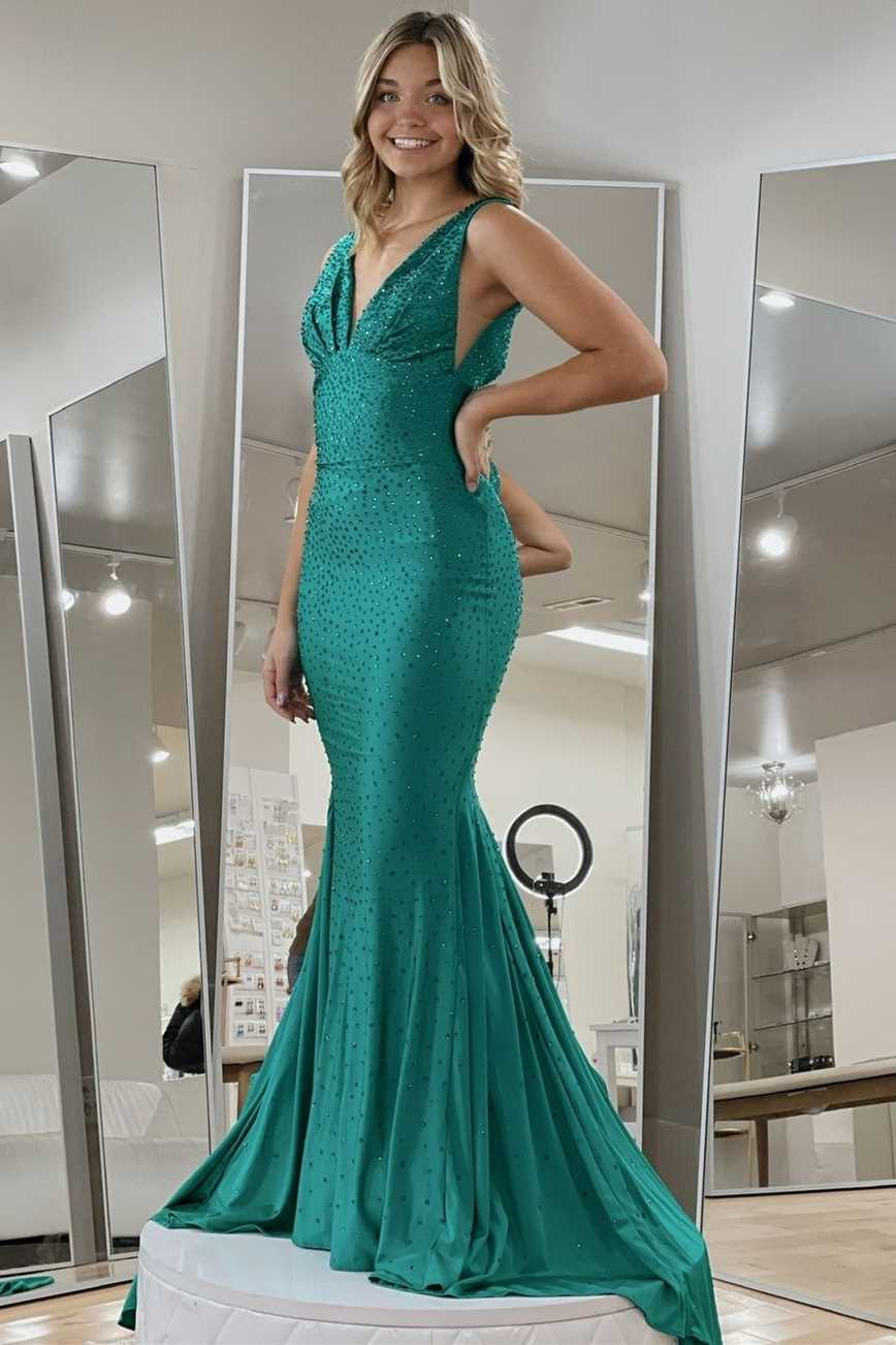 Halter Sleeveless Long Mermaid Prom Dress With Beading Pleated