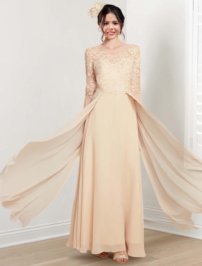 Jewel Neck Mother of the Bride A-Line Princess Dresses