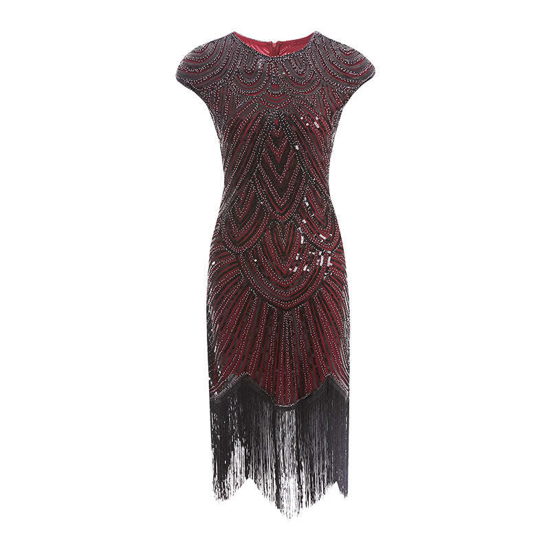 Vintage 1920s Gatsby Dress with Scoop Neck and Sequins
