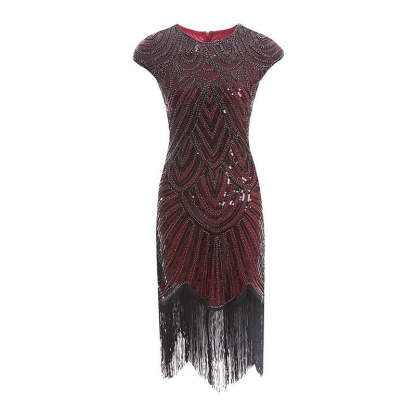 Vintage 1920s Gatsby Dress with Scoop Neck and Sequins