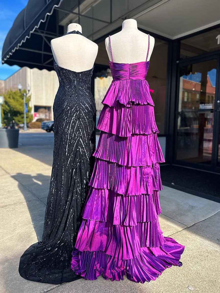 Pleated Tiered Ruffle Prom Dress with Sweetheart Bodice