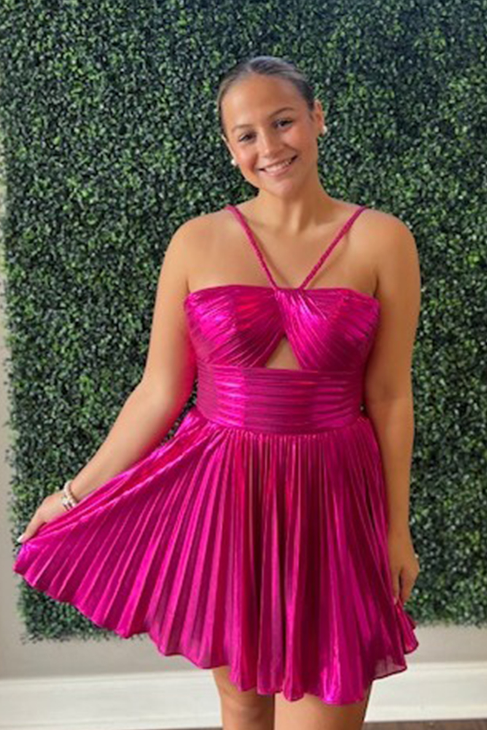 Dark Purple A Line Halter Short Homecoming Dress