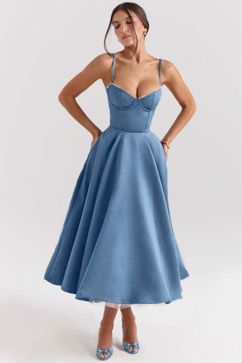 Spaghetti Strap Sweetheart Sleeveless A Line Prom Dress With Tulle