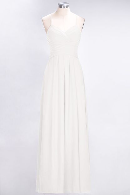 BMbridal Affordable Spaghetti Straps V-Neck Burgundy Chiffon Bridesmaid Dress with Keyhole Back-BMbridal