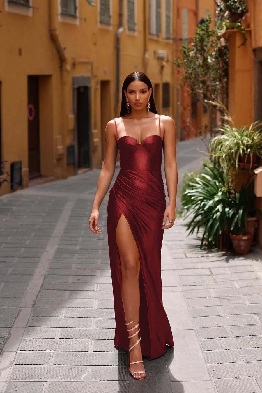 Spaghetti Strap Sleeveless Long Mermaid Prom Dress With Split