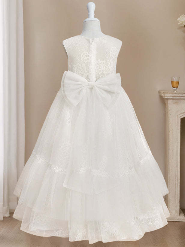 Sleeveless Floor-Length Scoop Neck Flower Girl Ball-Gown Dress