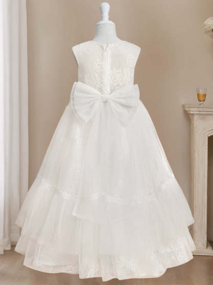 Sleeveless Floor-Length Scoop Neck Flower Girl Ball-Gown Dress