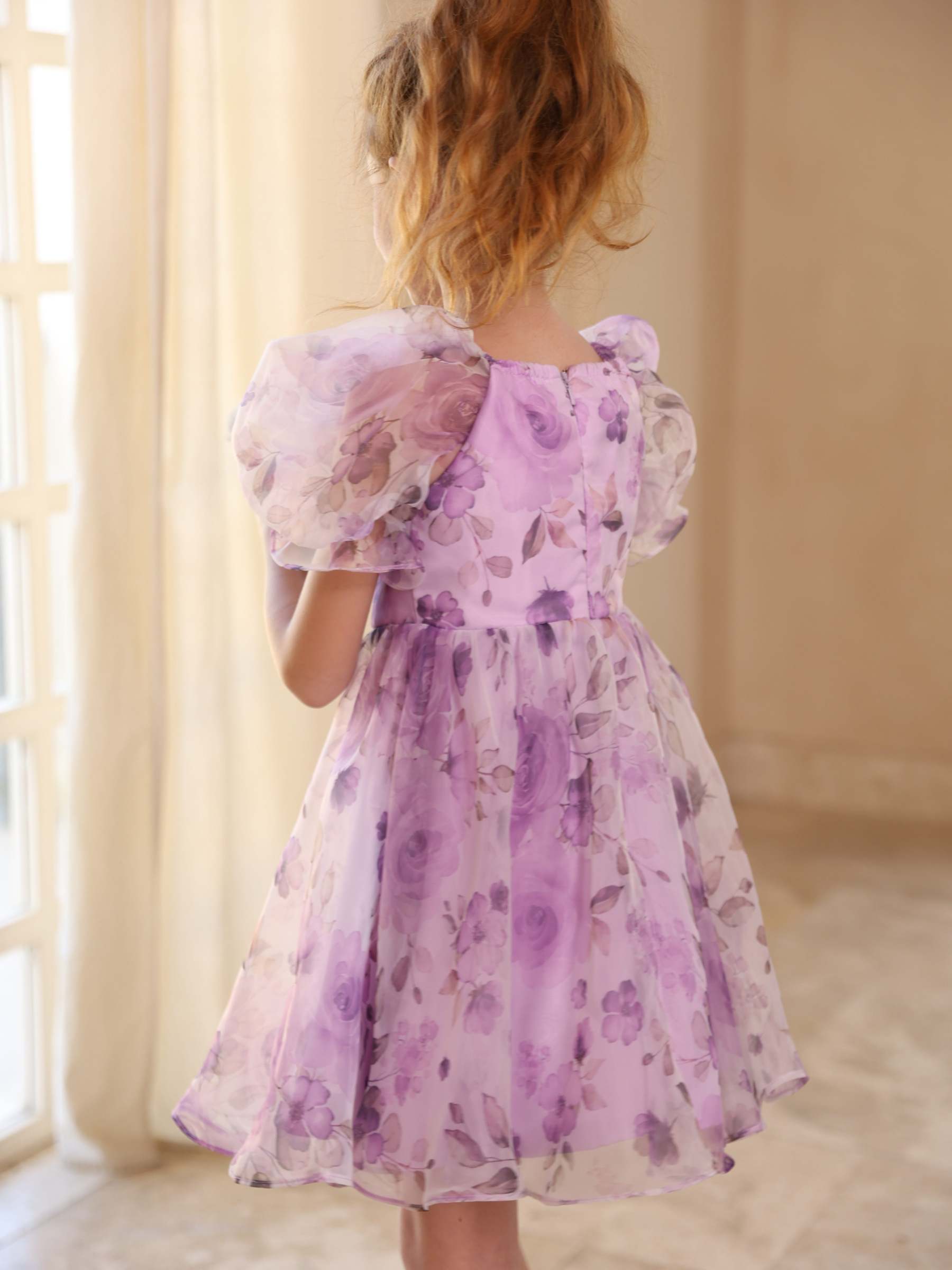 Short Sleeve Scoop Neck Tulle Ball-Gown Mini Flower Girl Dress