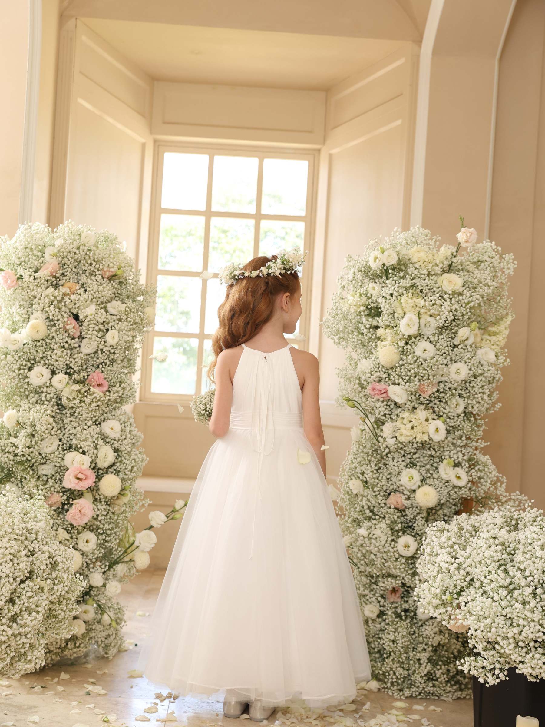 Sleeveless Scoop-Neck Ankle-Length Flower Girl Ball Gown in Tulle