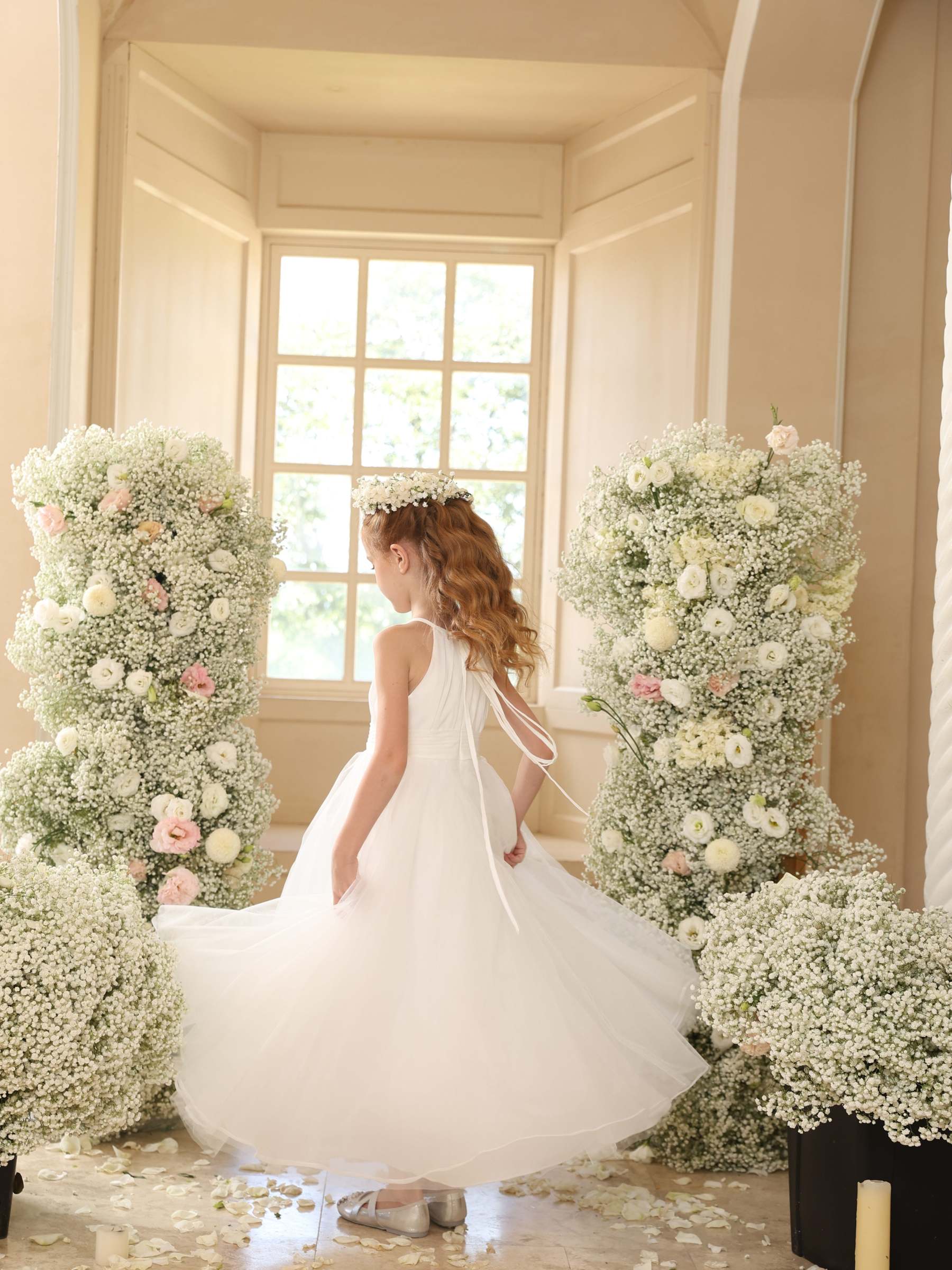 Sleeveless Scoop-Neck Ankle-Length Flower Girl Ball Gown in Tulle