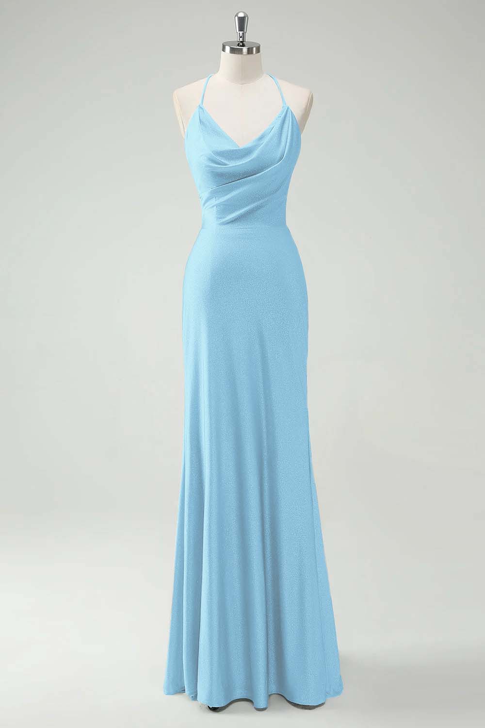 Chic Halter Sleeveless Long Mermaid Prom Dress With Pleated