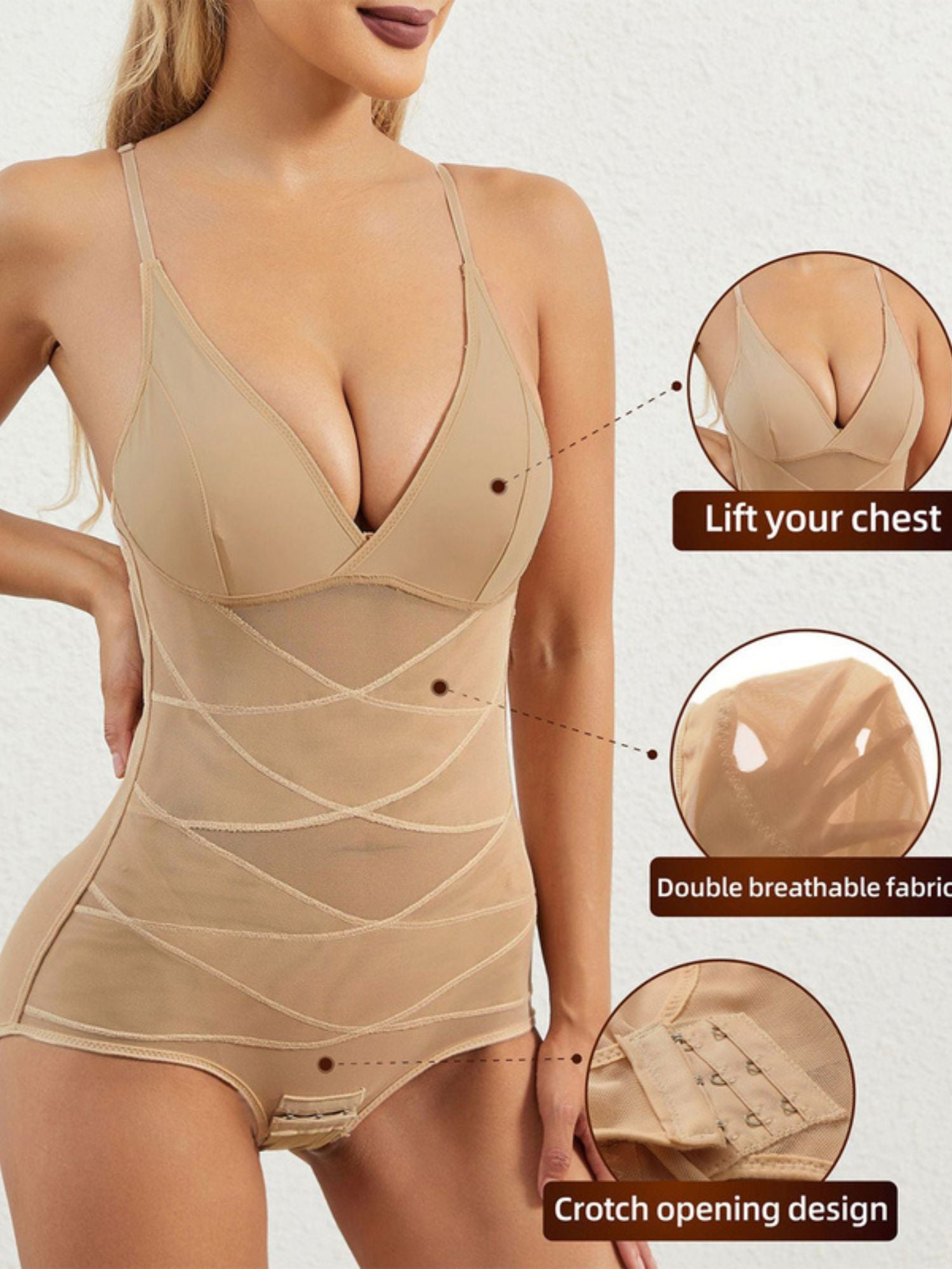 Classic V-Neck Mesh Shapewear for Women, Comfortable and Charming