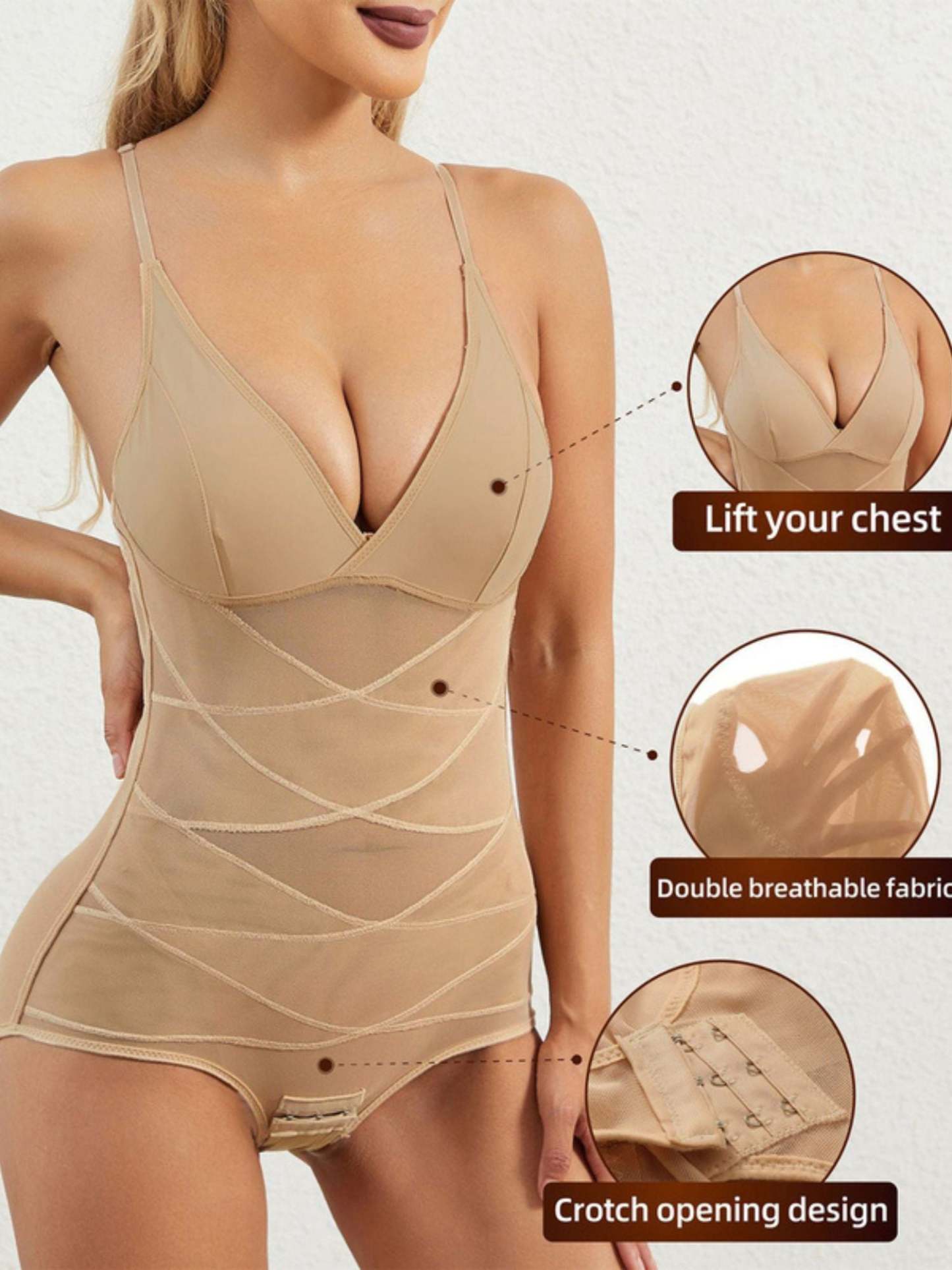 Classic V-Neck Mesh Shapewear for Women, Comfortable and Charming
